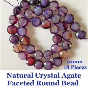 Natural Crystal Agate  Faceted Round Bead   10mm  Approx. 18 Pieces